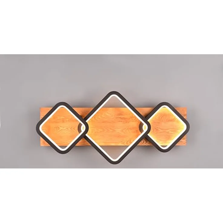 Trio Leuchten LED Deckenleuchte Rama 643210332, Schwarz matt, Holz naturbelassen, 32 Watt LED, Switch Dimmer – Bild 3