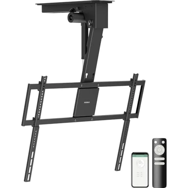 SpeaKa Professional SP-TVCM-560 TV-Deckenhalterung, neigbar und höhenverstellbar für Fernseher 109,2 cm (43") - 218,4 cm (86”), bis 55 kg, mit Fernsteuerung und Tuya-App – Bild 1