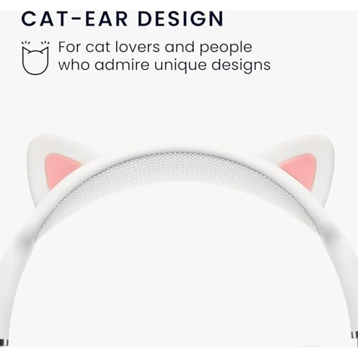 kwmobile Katzenohren Kopfband Abdeckung kompatibel mit Apple AirPods Max - Cat Ear Stirnband Polster in Weiß Pink – Bild 3