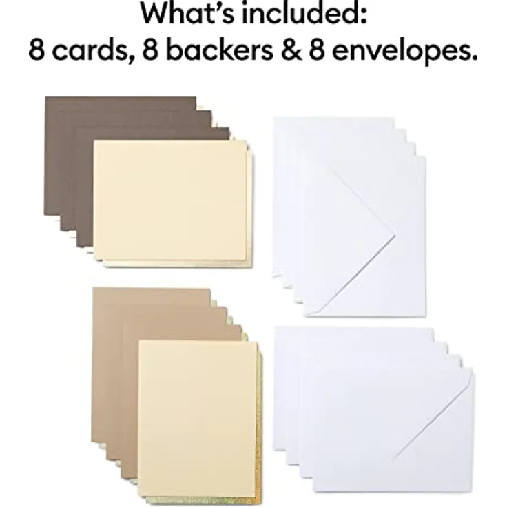 Cricut Cutaway Cards, Set mit 8 Karten in Grau, Khaki und Creme, für Cricut Joy mit Umschlägen und holographischen Einlagen – Bild 5