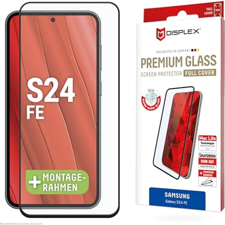 Displex Schutzglas für Samsung Galaxy S24 FE, Tempered Glas, kratzer-resistente Schutzfolie, hüllenfreundlich (Premium Glass Full Cover)