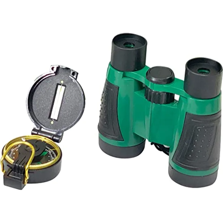 Nature Explore Fernglas und Kompass Set - Entdecken Sie die Natur mit dem praktischen Set, ideal zum Beobachten von Tieren und zur Orientierung in der Wildnis