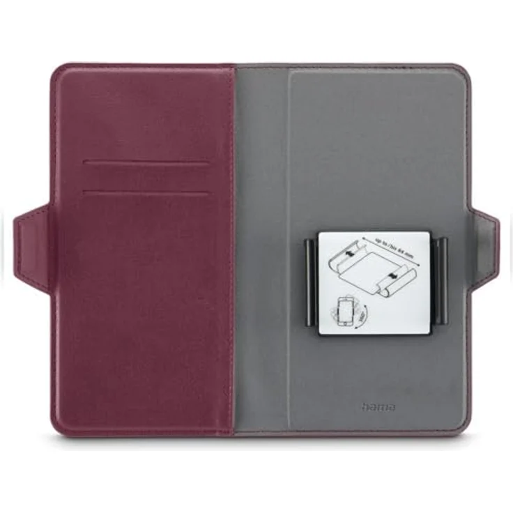 HAMA Handytasche Bookcover, Universal für Smartphones bis 7,5 x 15,3 cm, rot, mit drehbarer Halterung und Kartenfächern – Bild 4