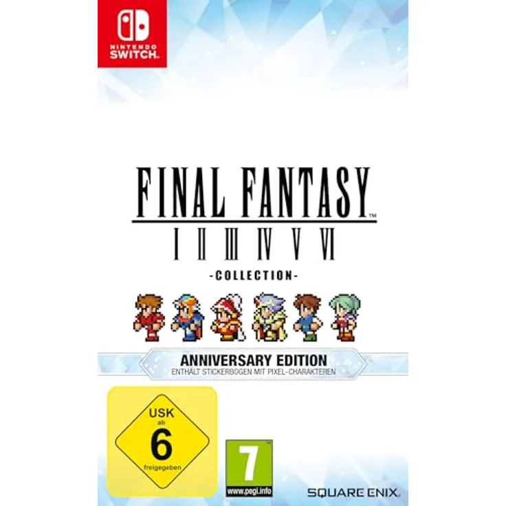 SQUARE ENIX Final Fantasy I-VI Collection - Anniversary Edition [Nintendo Switch], Remaster mit aktualisierter 2D-Pixel-Grafik und neuem Soundtrack, inklusive Soundtrack und Stickerbogen