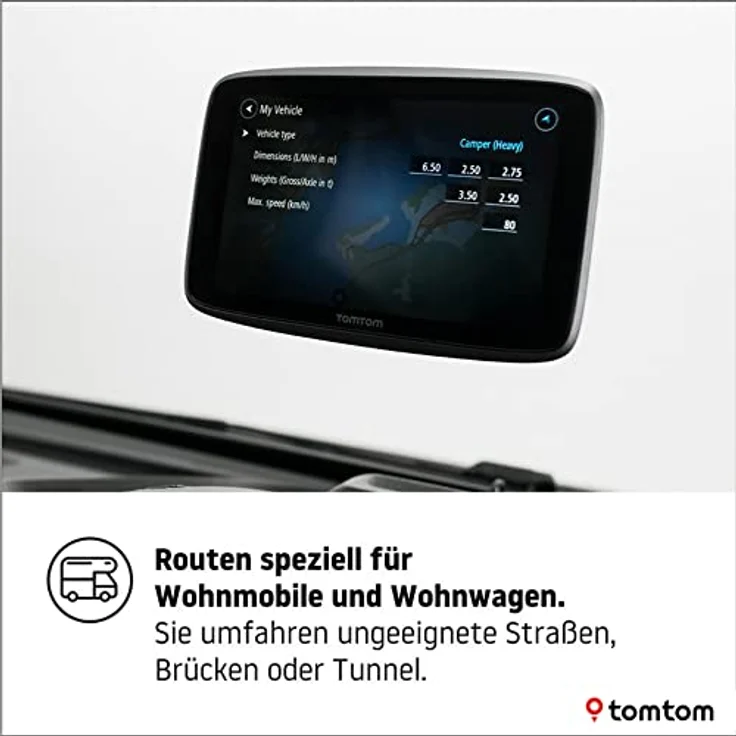 TomTom GO Camper Tour 6, GPS-Navigationsgerät für Wohnmobile und Wohnwagen mit 15,5 cm (6 Zoll) Touchscreen, Kartenupdates für Europa und TomTom Traffic, schwarz – Bild 3