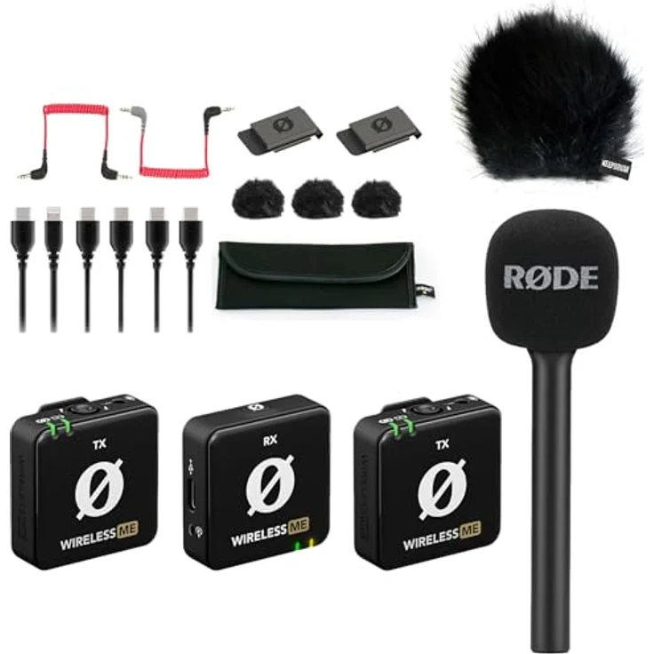RØDE Wireless ME Dual Mikrofon Funksystem + Interview GO Handadapter + keepdrum Fell-Windschutz BK, Ideales Set für Videofilmer und Interviews – Bild 1