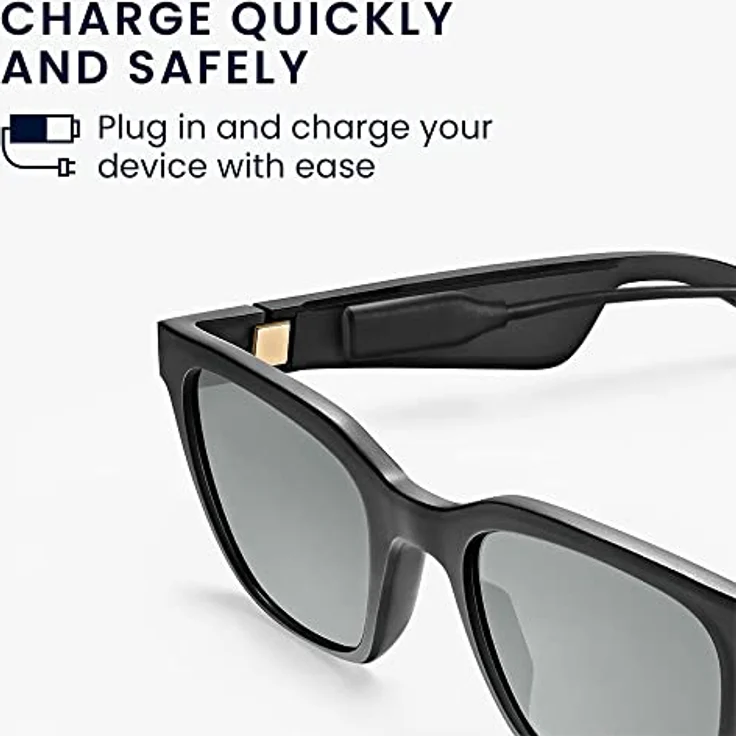 kwmobile USB Ladekabel für Bose Frames Rondo/Soprano/Soprano Style/Alto/Tenor, Schwarz - Praktisches Ersatzkabel mit schneller Ladegeschwindigkeit – Bild 3