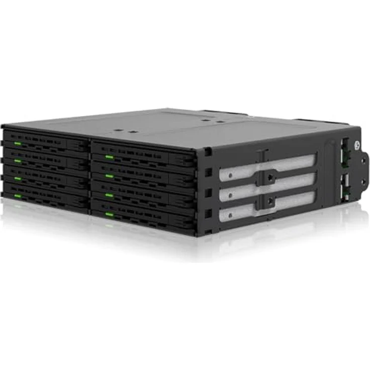 ICY DOCK ExpressCage MB038SP-B, 8X 2,5" SATA/SAS HDD/SSD Hot Swap Wechselrahmen in 5,25" Schacht, robuste Trays, metallverstärktes Gehäuse, schwarz – Bild 1