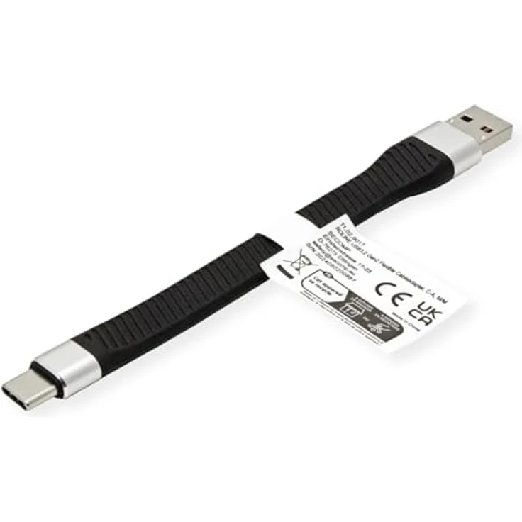 ROLINE USB 3.2 Gen 2 Silikonkabel, C-A, 10 Gbit/s, Emark, schwarz, 11 cm, hochflexibel für Smartphone und MacBook – Bild 3