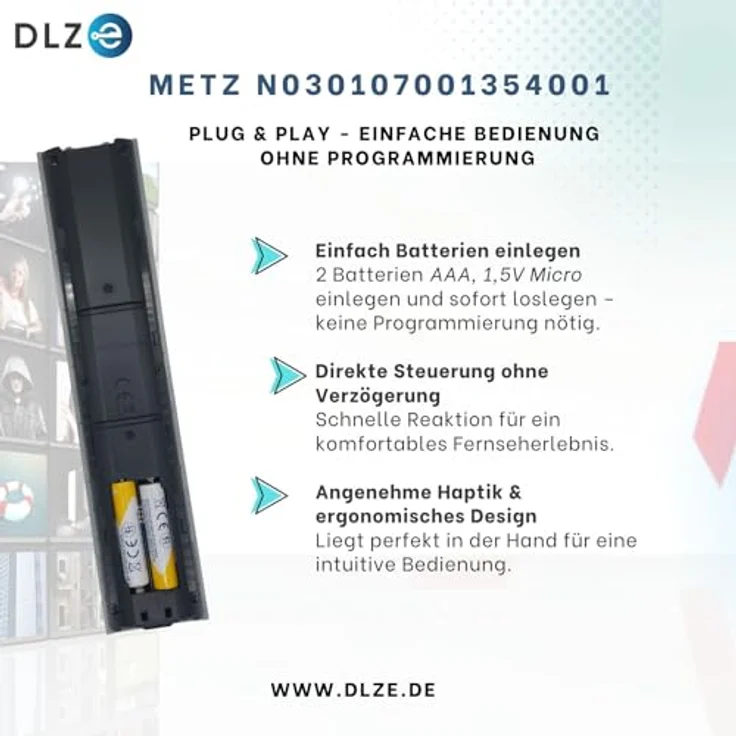 METZ Original Fernbedienung N030107-001354-001, kompatibel mit Metz TV-Modellen wie Caleo, Topas, Aurus, Solea, Cosmo – Bild 3