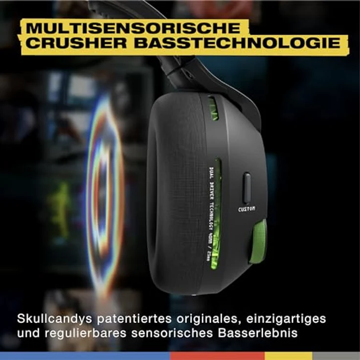 Skullcandy Crusher PLYR 720, Kabelloses Gaming Headset mit haptischem Bass und THX räumlichem Klang, Schwarz – Bild 2