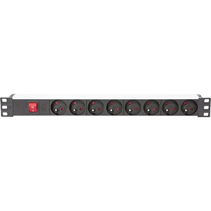 Ibiza - LC806-19" Rackmount 8-Fach Steckdosenleiste mit Hauptschalter - Aluminiumlegierung Schwarz - Französische Steckdosen