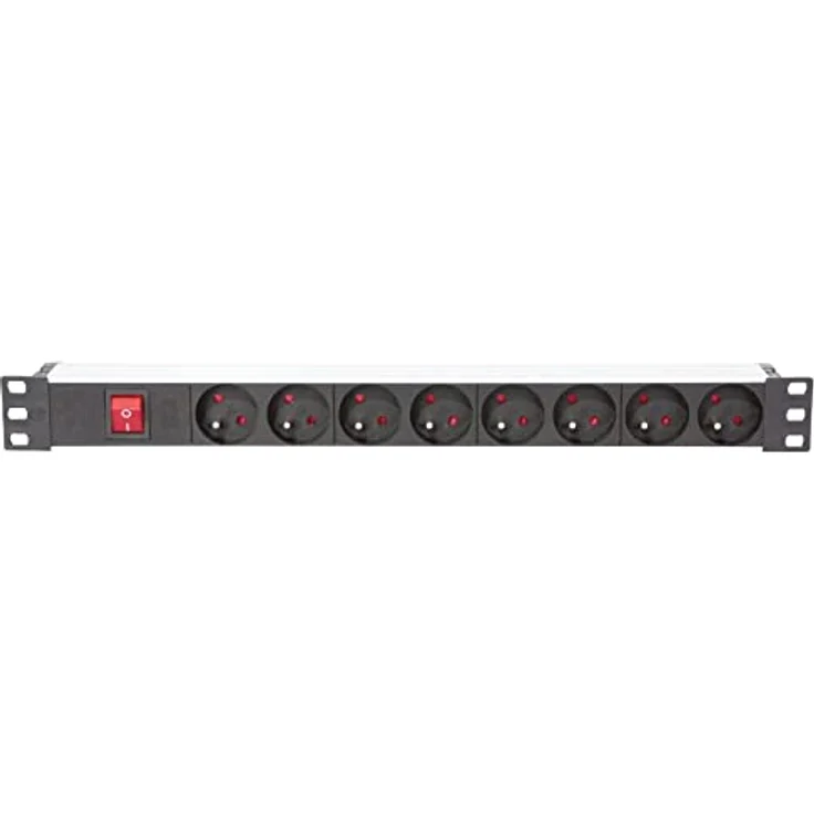 Ibiza - LC806-19" Rackmount 8-Fach Steckdosenleiste mit Hauptschalter - Aluminiumlegierung Schwarz - Französische Steckdosen – Bild 1