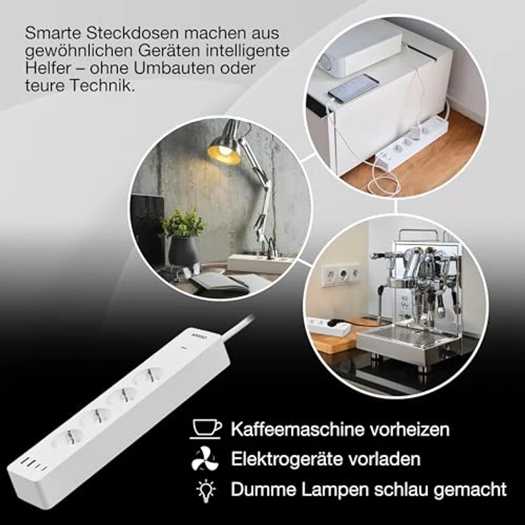 OSRAM SMART+Wifi 3-fach EU-Steckdosenleiste mit USB-Schnellladung, IP20-Schutz, App- und Sprachsteuerung, Energieüberwachung – Bild 4