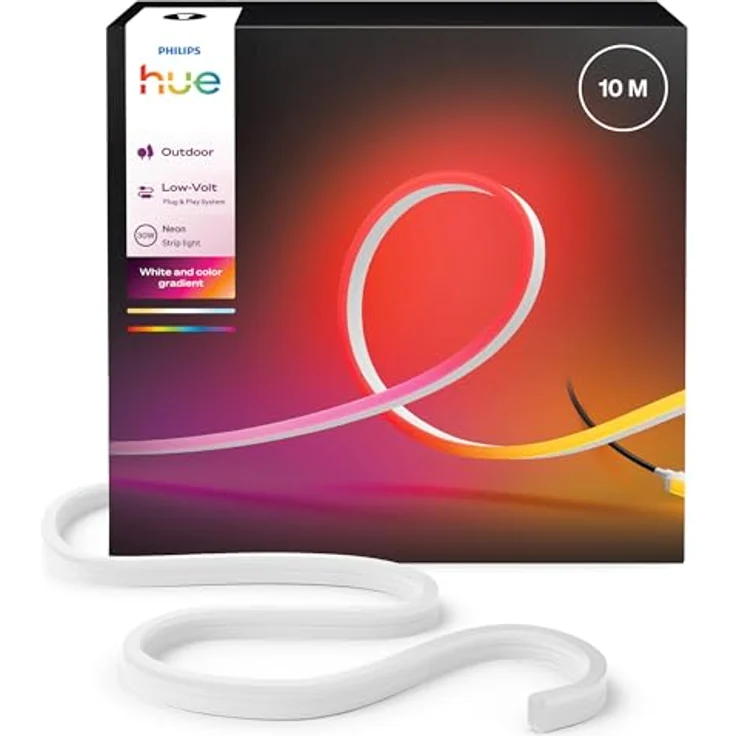 Philips Hue Neon Outdoor, 10-Meter Mehrfarbiger LED-Lightstrip mit 1100 lm, Wetterfest, Flexible Außenbeleuchtung, Chromasync™-Farbmischung, App- und Sprachsteuerung – Bild 2