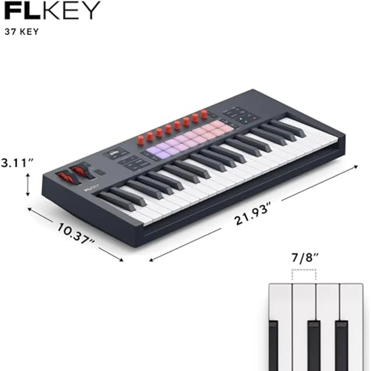 Novation FLkey 2 37, USB MIDI-Keyboard mit 37 Tasten, optimiert für FL Studio, integrierte Scale- und Chord-Modi, Arpeggiator, 16 Pads mit Aftertouch – Bild 3