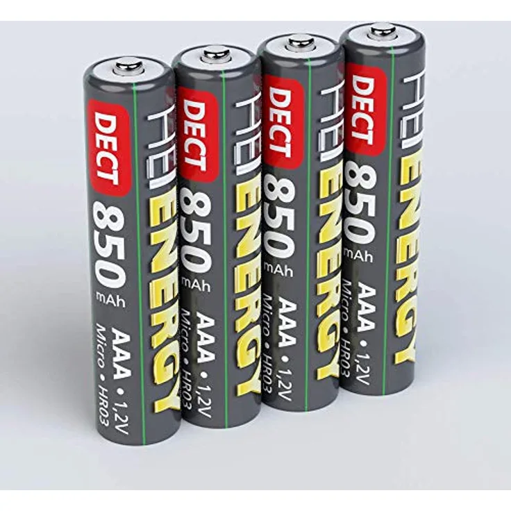 HEITECH AAA Akku Micro 850 mAh 1,2V NiMH - 4× Wiederaufladbare Batterien DECT - Akkus für Geräte mit hohem Stromverbrauch