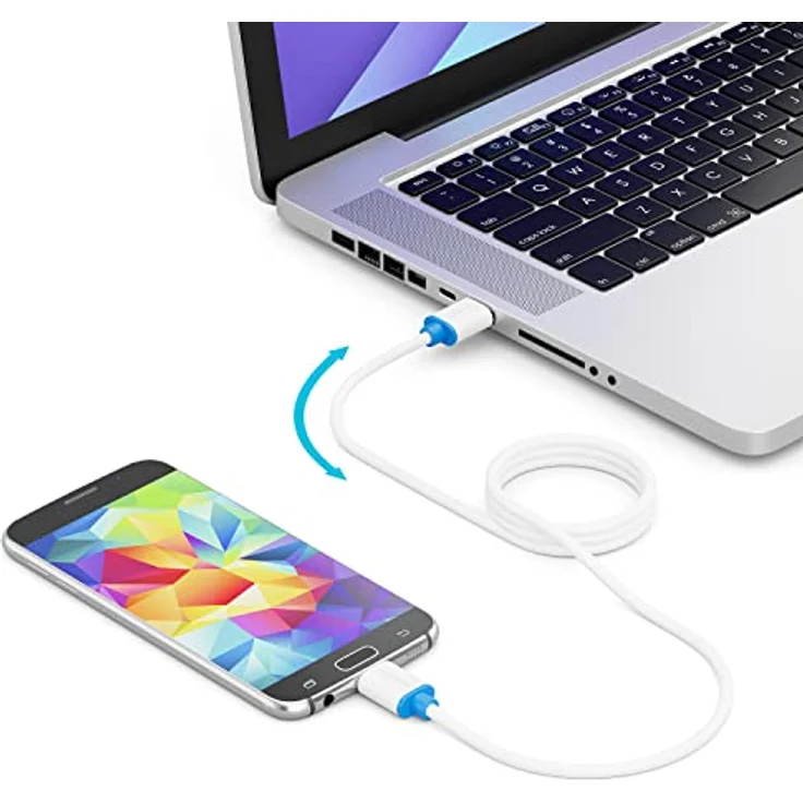 deleyCON 1,5m Micro USB 3.0 Kabel, Datenkabel bis zu 5 Gbit/s, USB A-Stecker zu Micro B-Stecker, Weiß – Bild 3