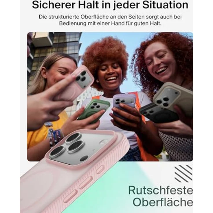 Belkin Grip Magn. Schutzhülle iPhone 17 Pro, Stoßschutz bis 2m, strukturierte Oberfläche, pink – Bild 4