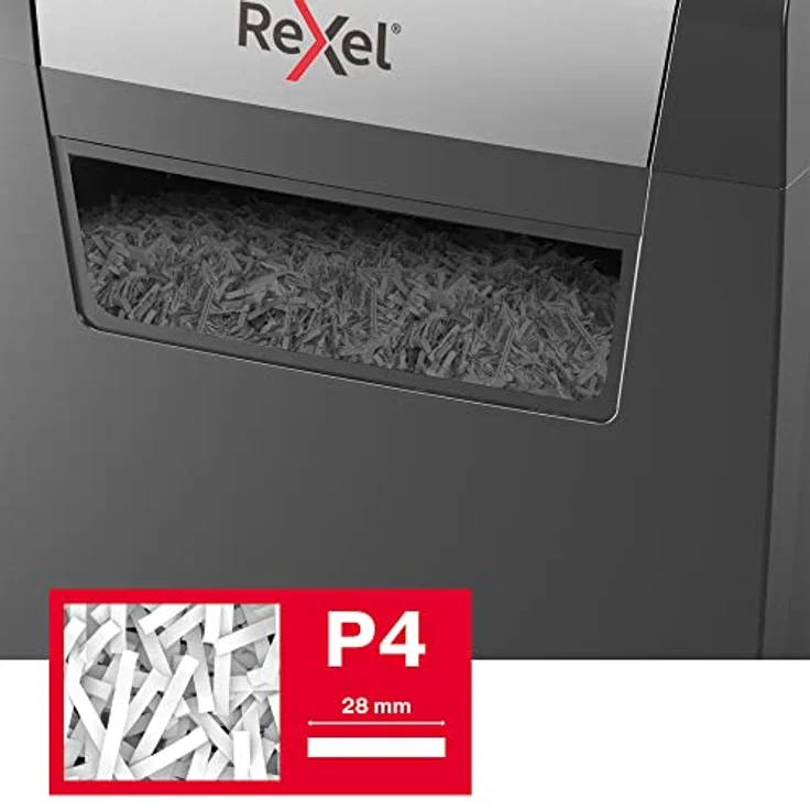 Rexel Aktenvernichter Momentum X406, Sicherheitsstufe P4, Partikelschnitt, 6 Blatt Kapazität, 15L Abfallbehälter, Schwarz, 2104569EU – Bild 6
