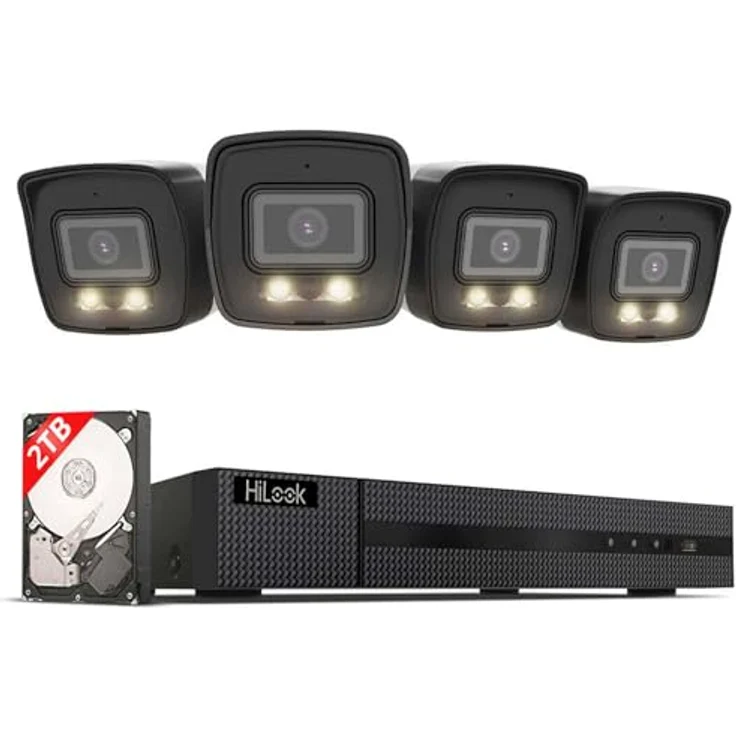 HiLook 4K Überwachungskamera Set Außen, 4x 8 MP Bullet Kamera mit Nachtsicht in Farbe, KI Personen-/Fahrzeugerkennung, 8-Kanal NVR mit 2 TB HDD – Bild 2