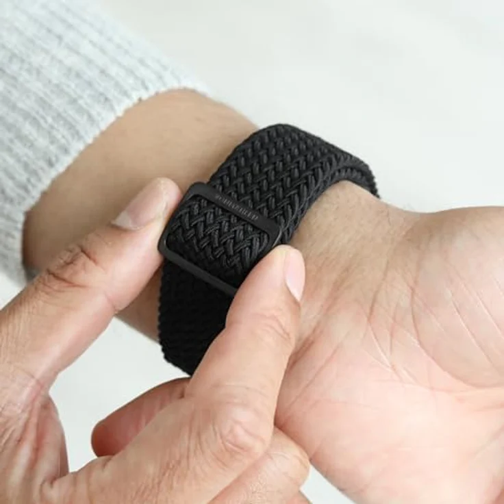 VONMÄHLEN Woven Loop Nylonarmband, stufenlos verstellbar, schweiß- und wasserabweisend, kompatibel mit Apple Watch - All Black – Bild 4