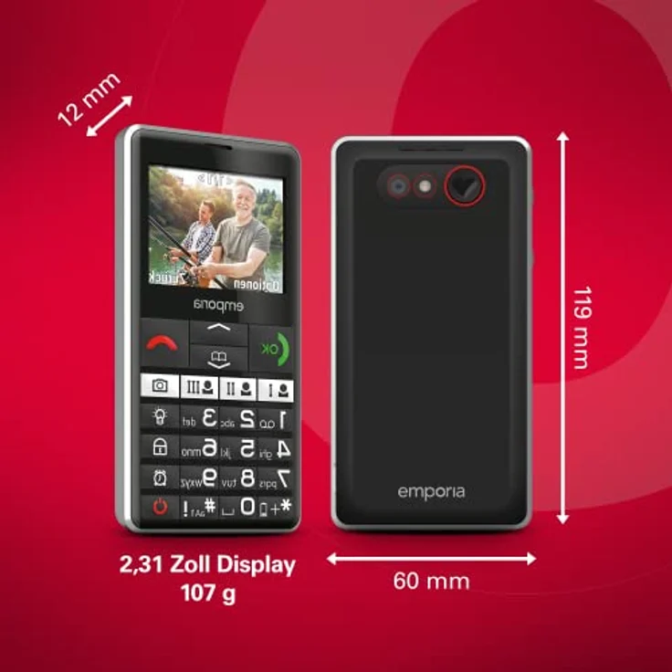 Emporia Pure V76 4G Smartphone, 5,87 cm (2,31 Zoll) Display, 2 MP Kamera, 64 MB Speicher, Schwarz, Versandkostenfrei – Bild 4