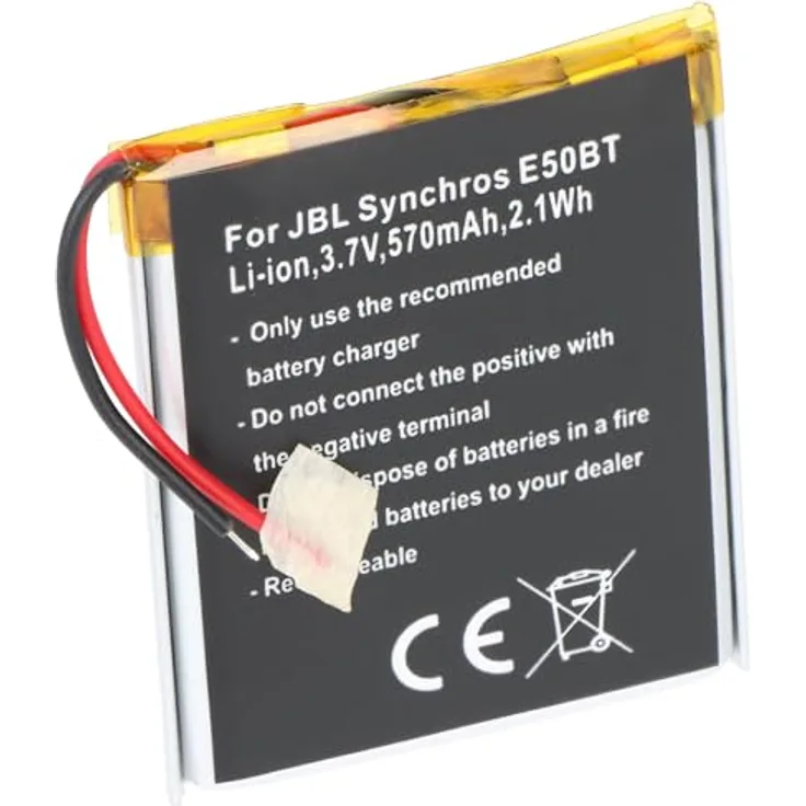 AccuCell Akku kompatibel mit JBL Synchros E50BT, Li-Ion, 3,7V, 570mAh, 2,1Wh, Built-in, ohne Werkzeug