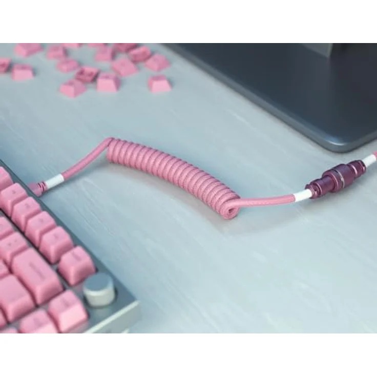 Glorious PC Gaming Race Coiled Cable Prism Pink, USB-C auf USB-A Spiralkabel, USB C Kabel Spiralkabel, Coiled Cable Keyboard – Bild 9