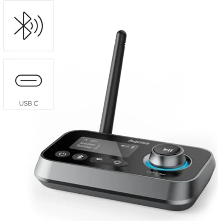 Hama Bluetooth Adapter für TV, Stereoanlage, Beamer (Bluetooth Sender Empfänger verbinden mit Kopfhörer, Lautsprecher, Handy, Tablet, Bluetooth Audi Adapter mit Kabel Aux 3,5 mm Klinke und Optical) – Bild 4
