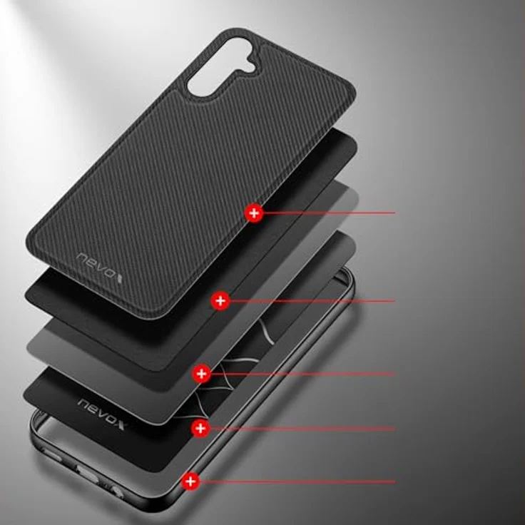 Nevox StyleShell NYLO - Handyhülle für Samsung Galaxy A15 5G / A15 4G, schwarz, aus Polycarbonat und TPU mit Kamera-Aussparung – Bild 4