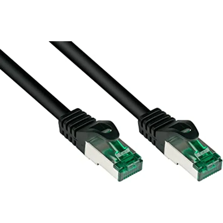 Good Connections® PREMIUM Cat. 6A OUTDOOR Patchkabel - 100 m - IP66 mit Rastnasenschutz - 10-GIGABIT, KUPFERLEITER / CU - S/FTP, PiMF - 500MHz - für den Außenbereich, UV- und Wasser resistent - SCHWAR