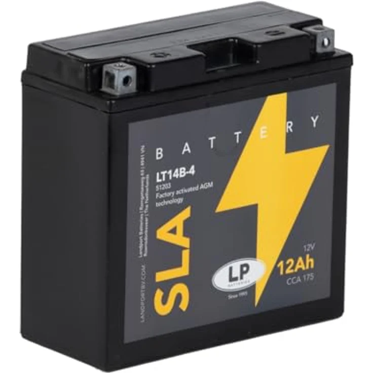 Landport YT14B-4 AGM Motorradbatterie 12Ah 12V, hohe Kaltstartleistung für Motorräder mit viel Ausstattung – Bild 2