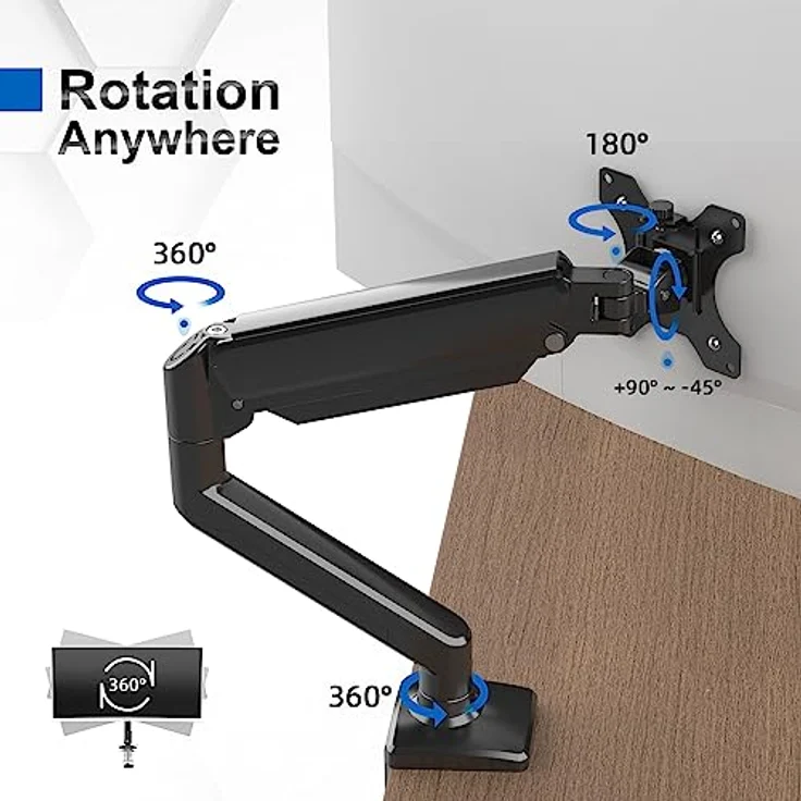 GRIFEMA Monitor Halterung, für 13-32 Zoll Bildschirm, Monitor Stand, Monitor Arm Höhenverstellbar Drehungbar, Monitorhalterung Max 9Kg, Bildschirmhalterung Vesa 75x75 / 100x100, Schwarz – Bild 3