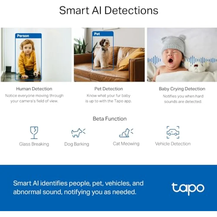TP-Link TC72 Überwachungskamera Glühbirne IP-Sicherheitskamera Indoor 2K QHD 1080p Zoom AI-Bewegungserkennung 512 GB microSD Zwei-Wege-Audio Privatzone Tapo Sharing – Bild 6