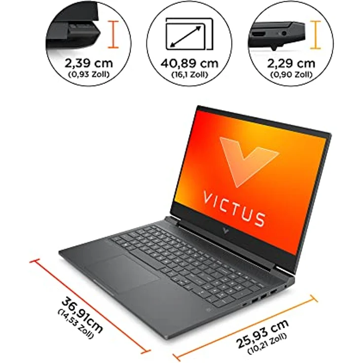 HP VICTUS Gaming Laptop, 16,1" FHD 144Hz Display, AMD Ryzen 7-7840HS, 16GB DDR5 RAM, 1TB SSD, NVIDIA GeForce RTX 4070, QWERTZ, Windows 11, Mica Silver – Bild 2