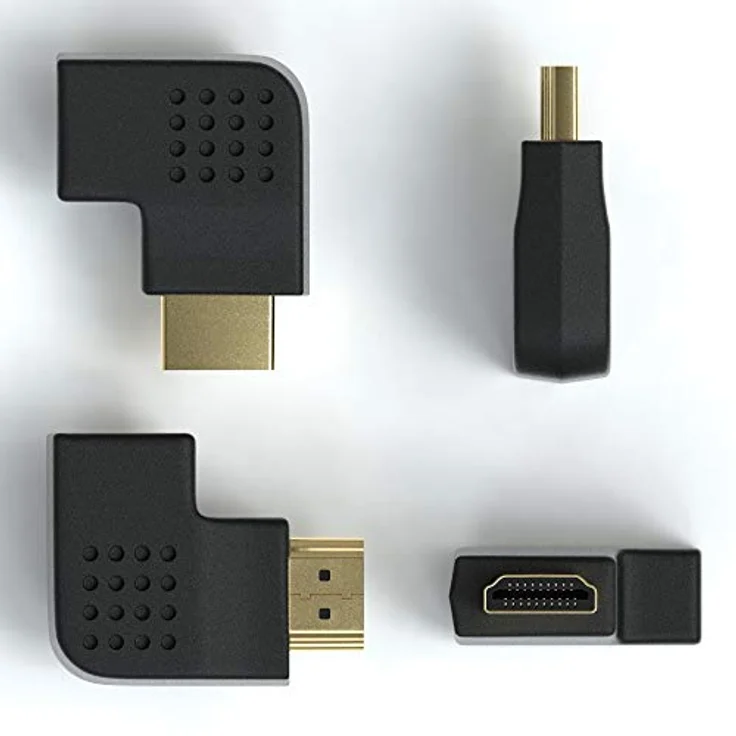 JAMEGA - HDMI Winkel Adapter | Links 90° Grad Winkel Flach von HDMI A Buchse zu HDMI A Stecker 19pol | Konverter 1080p Full HD 4K Ultra HD Vergoldete Stecker – Bild 4