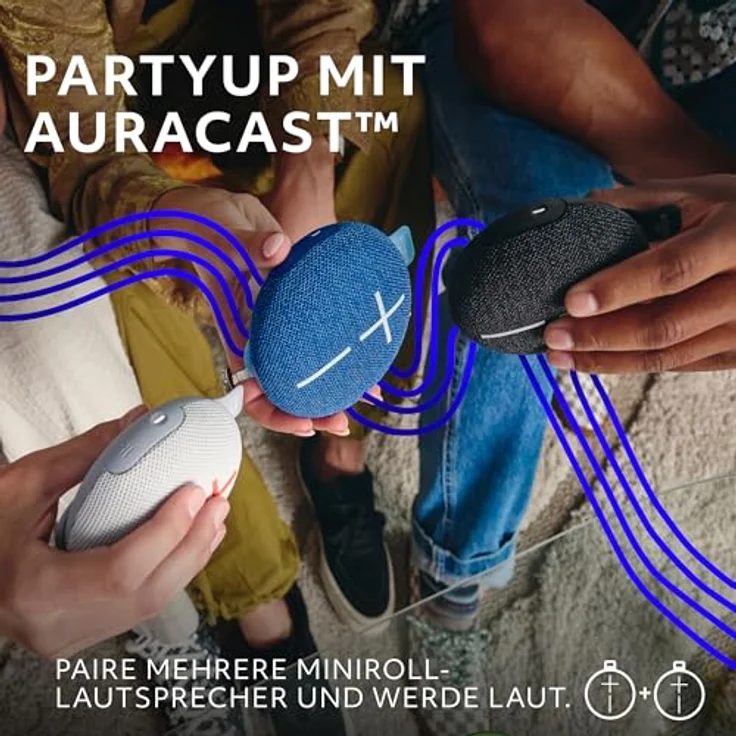 Ultimate Ears MINIROLL Ultraportabler Bluetooth-Lautsprecher, starker Bass, IP67 wasserdicht - Majestic Blue – Bild 3