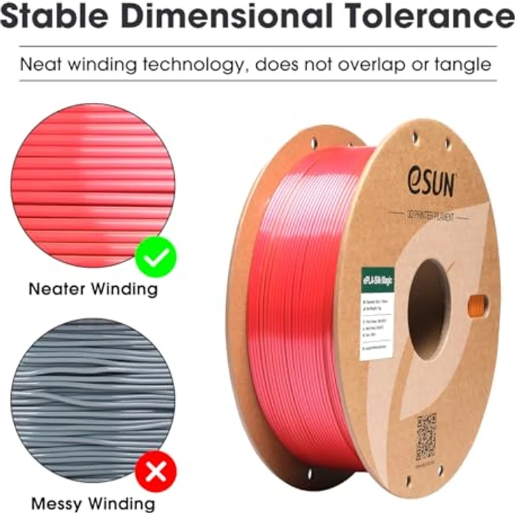 eSUN Silk Dual-Color PLA Filament 1.75mm, Co-Extrusion Silk Magic PLA, Farbverlauf wechselnd, 1KG Spule (2.2 LBS), Silk Rot Gold, hohe Präzision und stabile Maßtoleranz – Bild 3