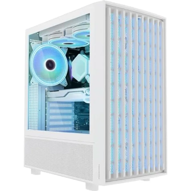 Modecom ATX Breeze ARGB Semitower Gehäuse, Weiß - PC-Gehäuse mit mehrfarbiger Beleuchtung und großem Platzangebot