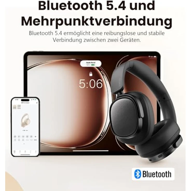 Edifier ES850NB, Kabellose Over-Ear-Kopfhörer mit Hybrid ANC, Hi-Res Audio Wireless, 92h Spielzeit, Bluetooth 5.4, KI-Geräuschunterdrückung, faltbar – Schwarz – Bild 5