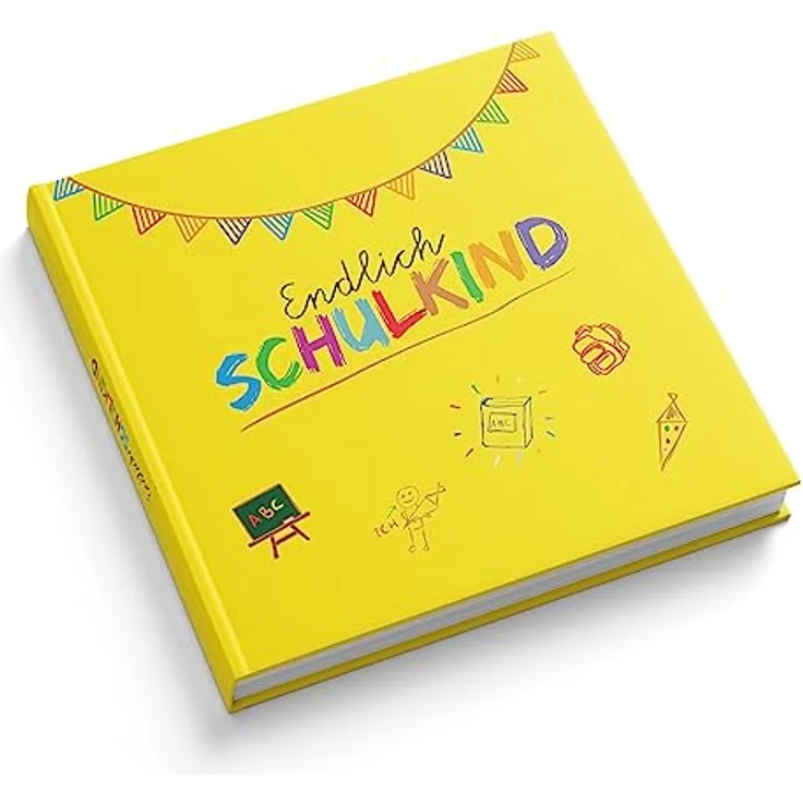 itenga Gästebuch Tafel für Erster Schultag, 88 Seiten Hardcover Einband, gelb – Bild 1