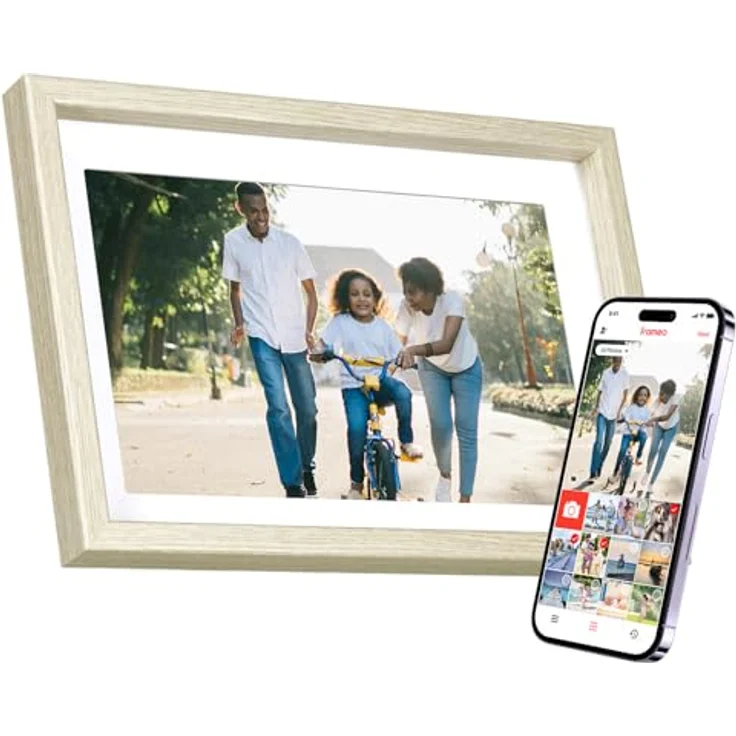 Rollei Smart Frame WiFi 108, 10,1 Zoll Digitaler Bilderrahmen mit 1280x800 IPS Touchscreen, 32GB Speicher, Holzoptik Fichte – Bild 1