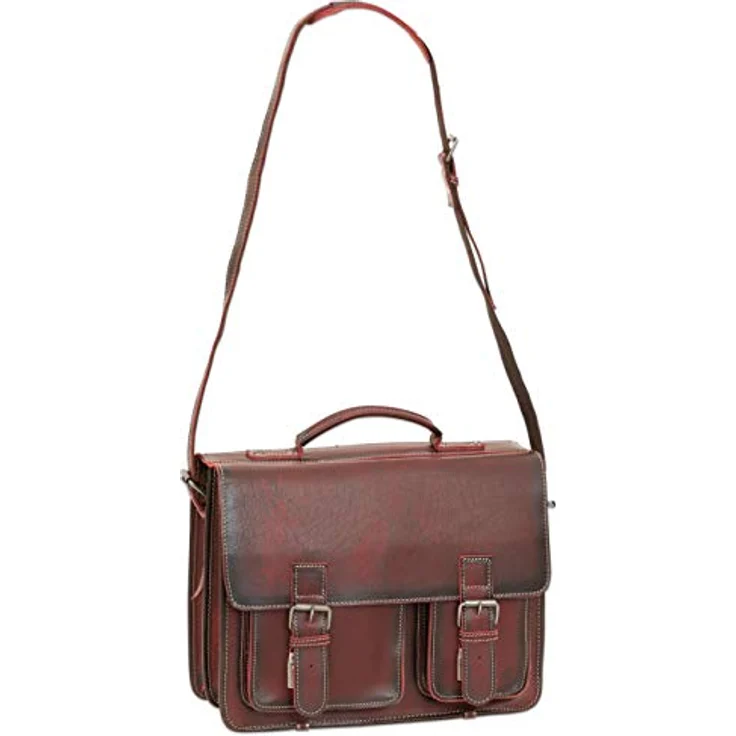 Greenburry Aktentasche Leder Schultasche XL Lehrertasche Tasche New Buffalo rot Damen Herren Schule Uni Arbeit – Bild 4