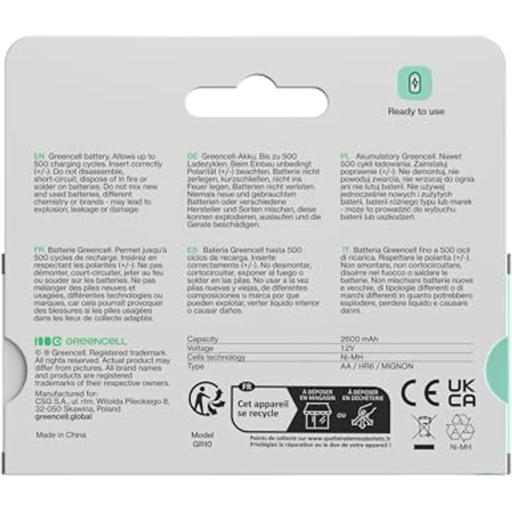 Green Cell 4x AA HR6 Ni-MH Akku mit 2600 mAh Kapazität – Bild 5