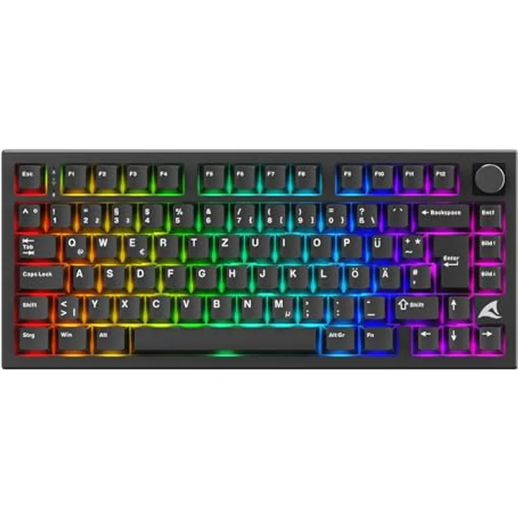 Sharkoon Skiller SGK55W, Kabellose Gaming Tastatur mit Gasket-Mount-Design, ARGB-Beleuchtung und Hot-Swap-PCB, Schwarz – Bild 2