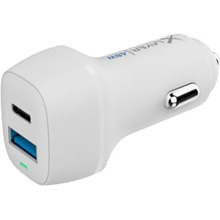 XLayer 48W Zigarettenanzünder USB C & USB Auto Adapter PD 30W & QC 3.0 Super Mini KFZ Ladegerät USBC Schnellladung Kompatibel mit iPhone 15 Pro Max 14 13, Google Pixel, Samsung weiß - Handy-Ladegerät von Xlayer mit USB Power Delivery 3.0 und Dualem Schnellladen – Bild 2
