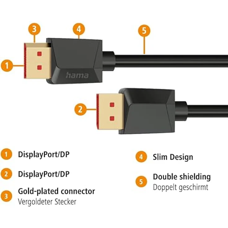 Hama DisplayPort-Kabel, DP 2.1, Ultra-HD 8K, 40 Gbit/s, 2,00 m – Bild 3