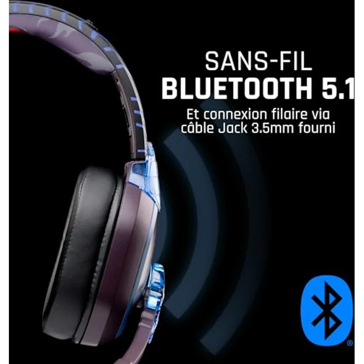 Lexip TSXLXHS0003 Kopfhörer & Headset Verkabelt & Kabellos Kopfband Gaming Bluetooth Schwarz, Violett – Bild 5