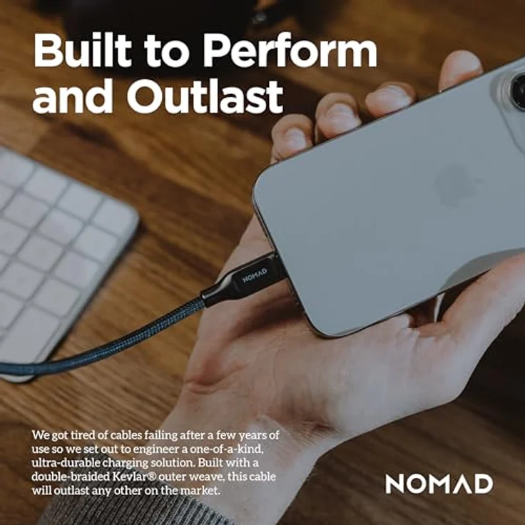 Nomad USB-C zu USB-C Kabel, 1.5m/240W, mit Polyamid® Verstärkung und Elektroplatierten Metallanschlüssen, für schnelles Laden von iPhone, iPad, MacBook, unterstützt USB-C PD – Bild 5